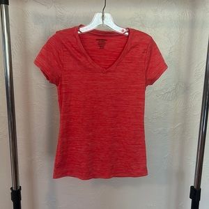 Dark peach, V-neck, Dry-fit T Shirt, Small